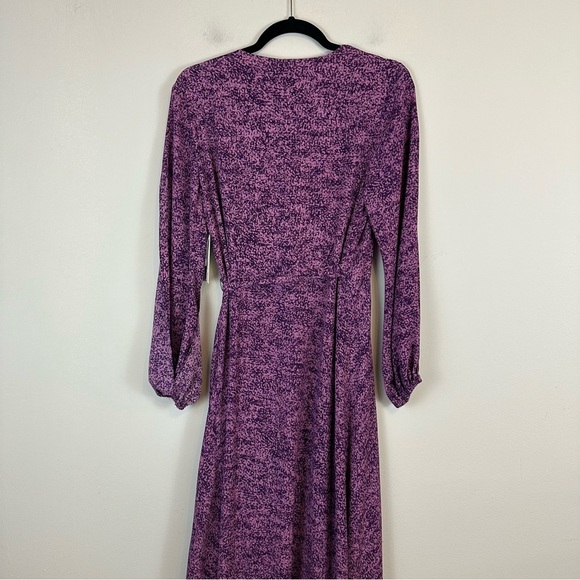 H Halston | Purple Long Sleeve Patterned Wrap Dress Size Small NWT - Picture 6 of 7